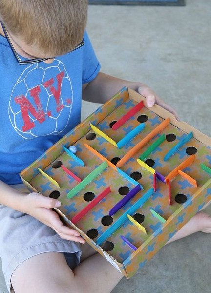 Cardboard Box Marble Labyrinth Game