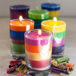 Homemade candles from broken crayons
