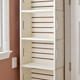Bookshelve made from wooden crates