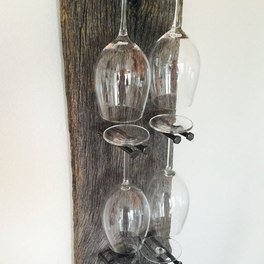 Reclaimed Wood Industrial Wine 6-glass Rack