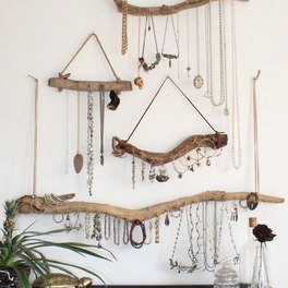 Driftwood Jewelry Display Wall