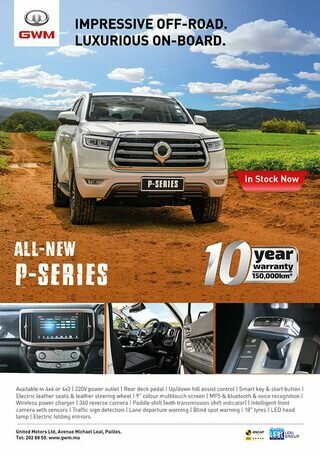 GWM Mauritius - All-New P-Series now with 10 years/150,000km warranty