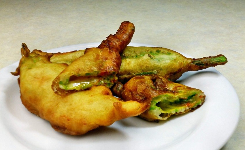 Battered Zucchini Flowers with Cheese Filling
