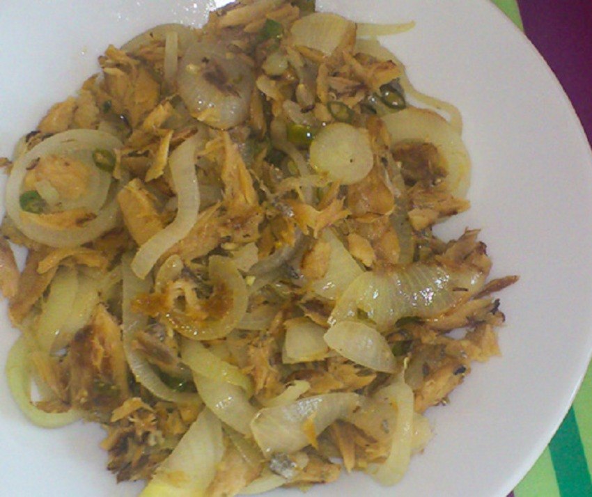 Salt Fish Fried with Onions