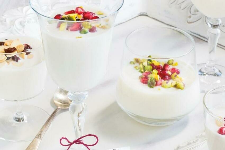 Rich & creamy milk pudding recipe with garnishes