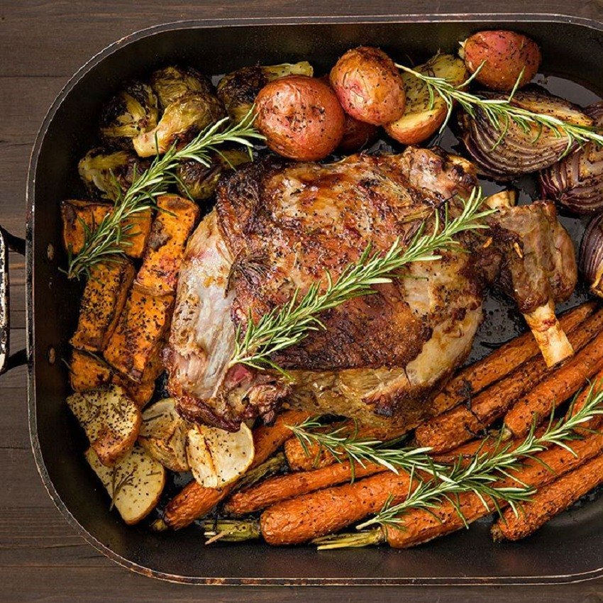 Lamb Roast with herbs in butter and red wine