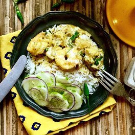 Curry de poulet et crevettes au lait de coco